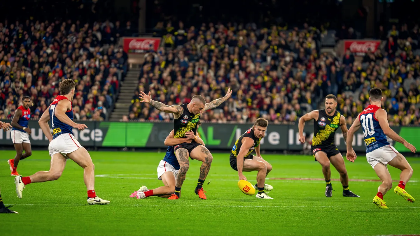 AFL match under lights at the MCG